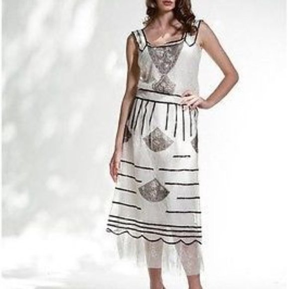 Nataya Titanic Party Formal Dress White Lace Wedding Embroidered Tulle Midi NEW - Picture 9 of 9